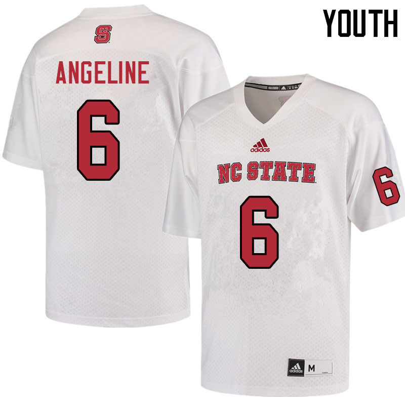 Youth #6 Cary Angeline NC State Wolfpack College Football Jerseys Sale-White